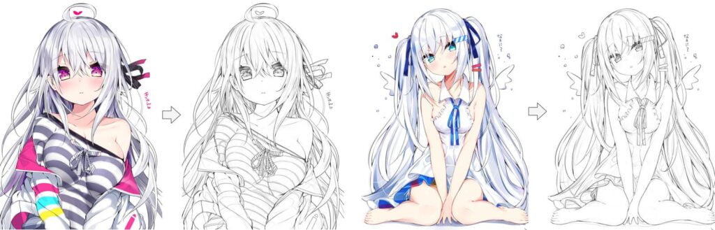 source: 神織ちゃん (left) , 天使、初めて見た? (right) by 神岡ちろる