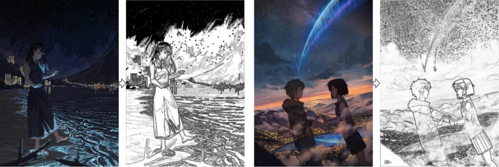 source: (無題) (left), 君の名は。 (right) by アグアス