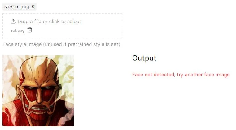 “Face not detected” error in the replicate web demo
